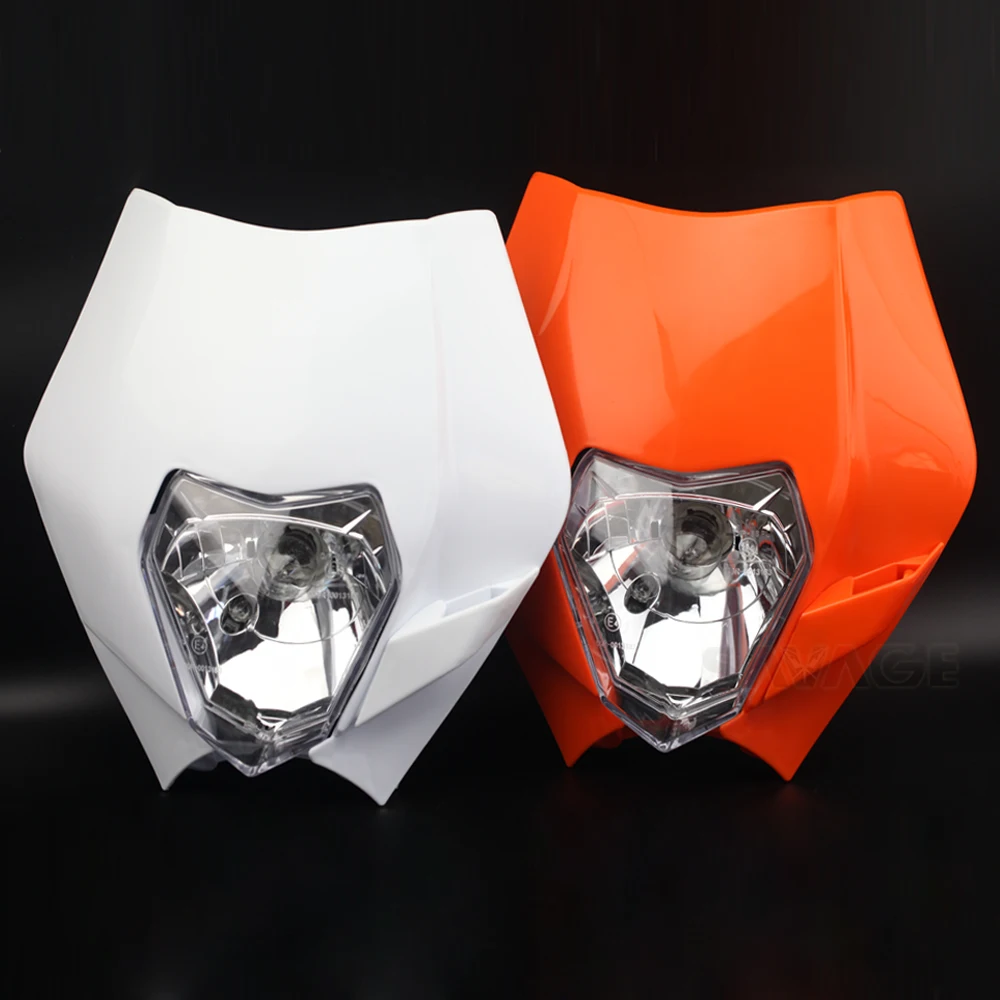 

Headlight Mask Headlamp Assembly For EXC 125 200 250 300 450 500 530 Motorcycle Accessories 12V Head Light Orange And White