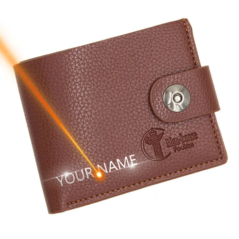 

Новинка 2022, короткие мужские кошельки, маленькая магнитная пряжка, держатель для фото, тонкий мужской кошелек с принтом, мужские кошельки на молнии с карманом для монет