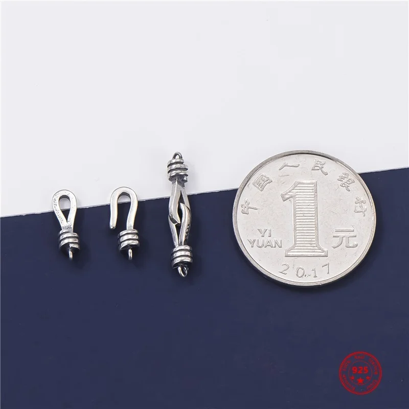 S925 Sterling Silver Necklace Buckle Bracelet Thick Buckle Personalized DIY Rope Buckles Jewelry Accessories Material Wholesale