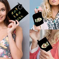 mini coin purse zipper small wallet with keyring cosmetic bag avocado pattern fashion wrist portable unisex organizer handbag
