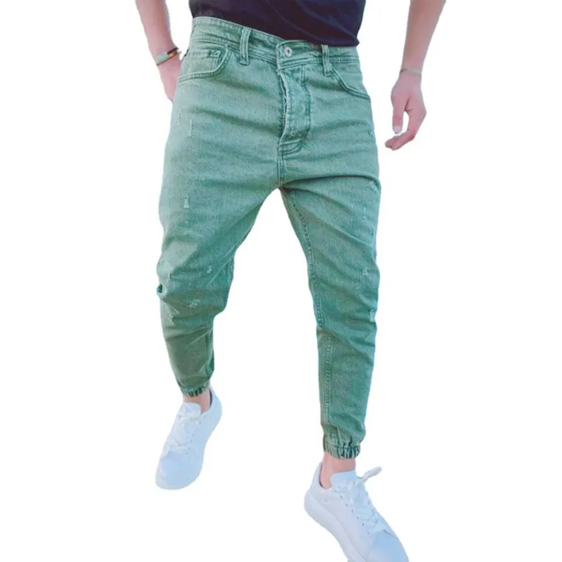 Jeans Men Pants Casual Cotton Denim Trousers Multi Pocket Cargo Jeans Men New Fashion Ripped Green Coffe New Denim Pencil Pants
