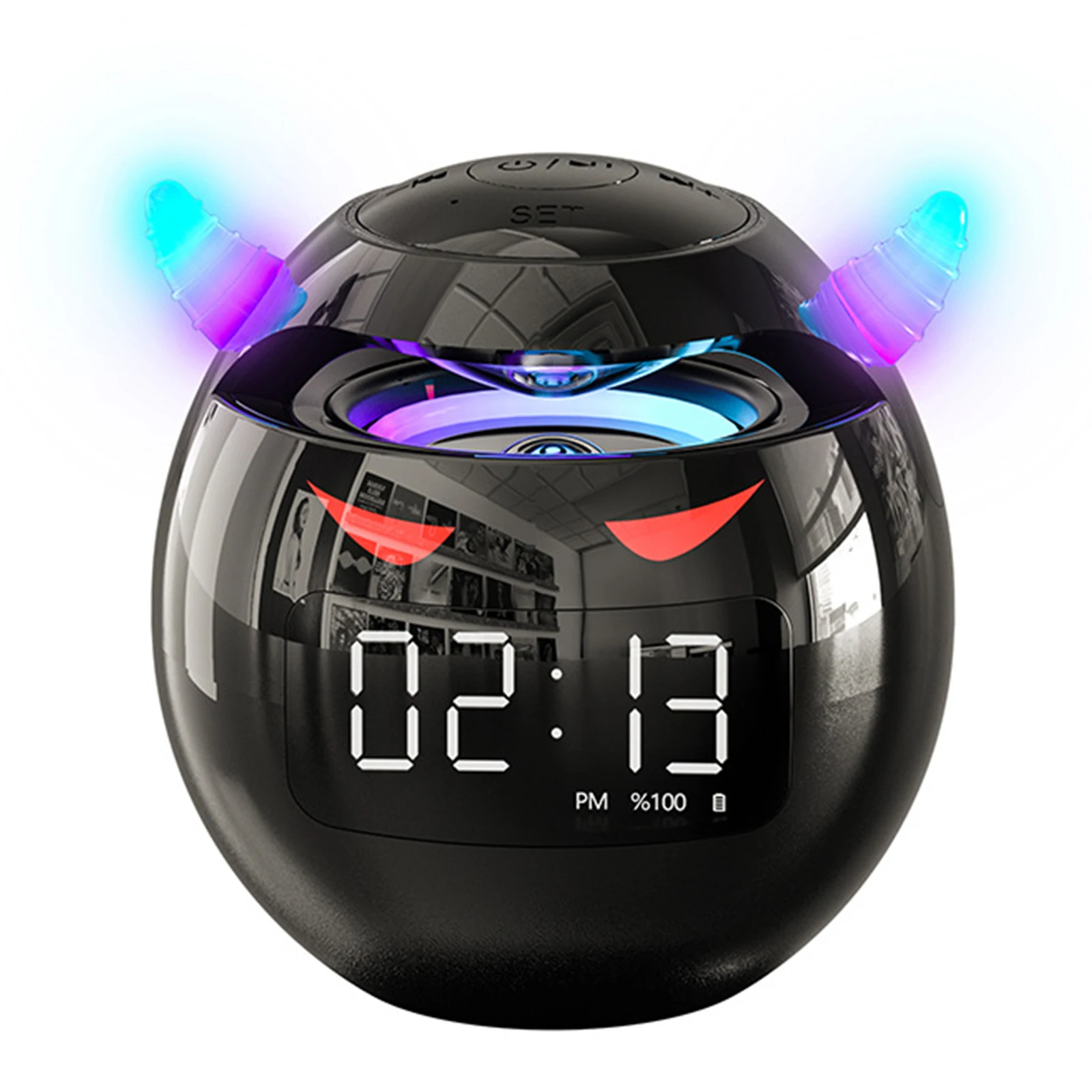

G9 Bluetooth Speaker Clock 2022 Latest Little Devil Design Alarm Clock Audio Mini Subwoofer Can Be Inserted Card 3 Colors Choose
