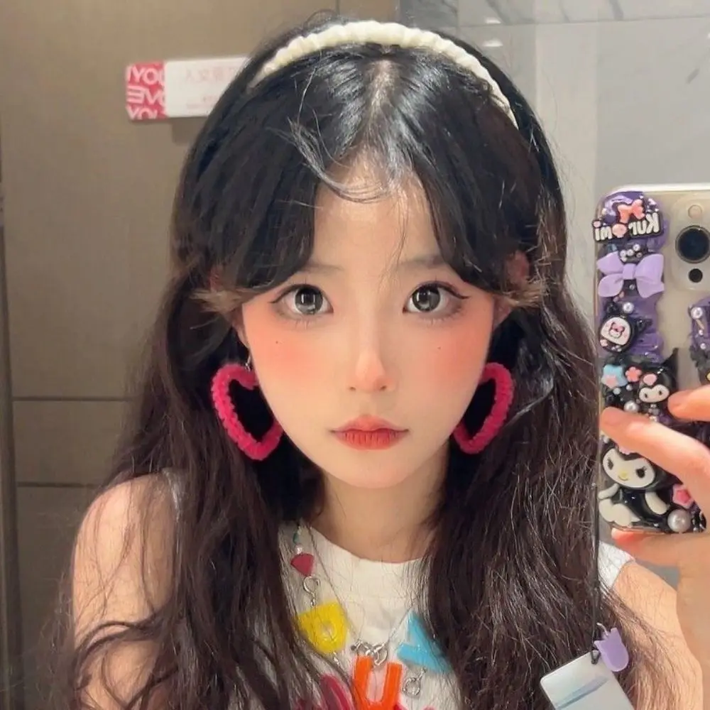 Милые розовые серьги в форме сердца элегантные розово-красные манжеты для ушей