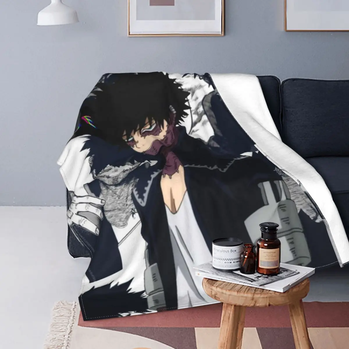 

Mantas de lana de Anime para todas las estaciones, ropa de cama de My Hero Academia, Dabi, manta cálida multifunción para el hog