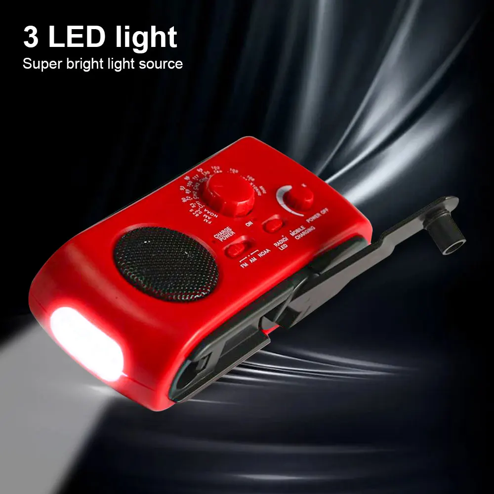 

Emergency AM FM Radio, Hand Crank Battery Operated Solar Radio with LED Flashlight, Desk Lamp,2000mAh Charger,SOS Alert