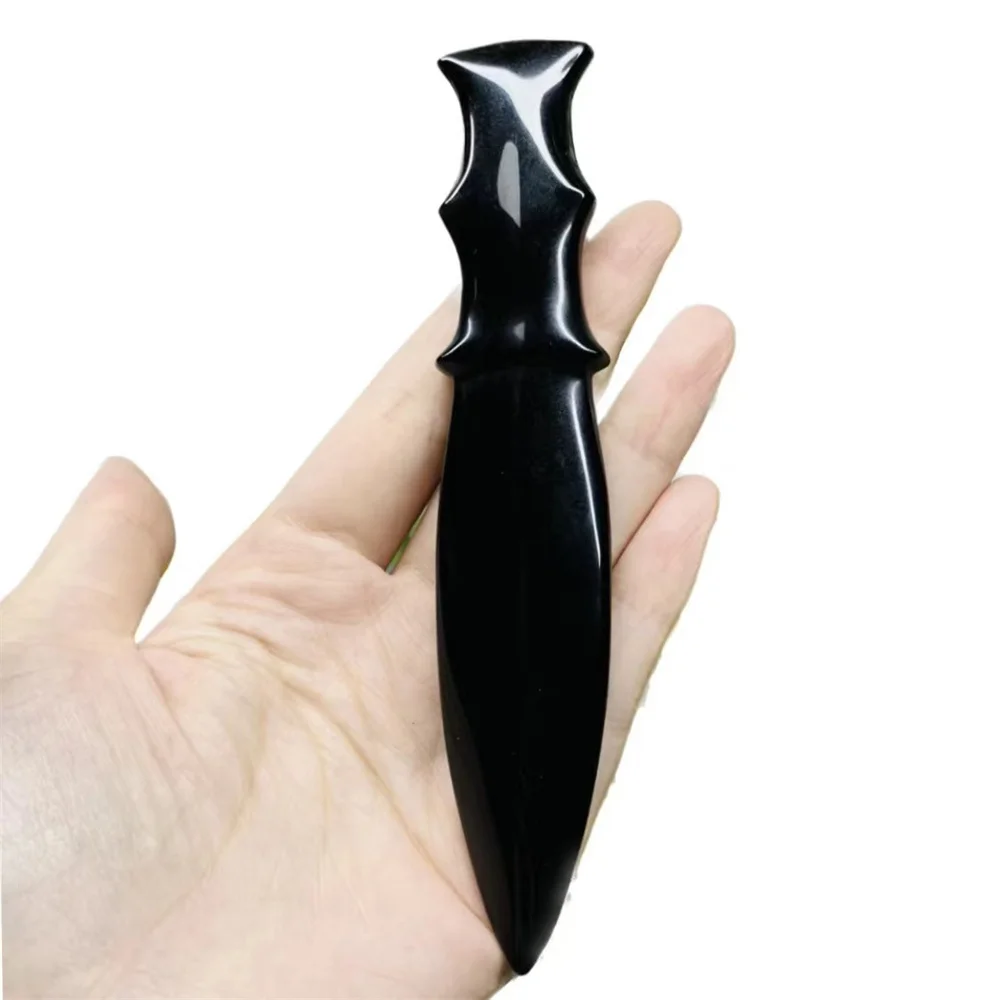 Натуральный обсидиан кинжал поделки мужские подарки волшебный амулет меч