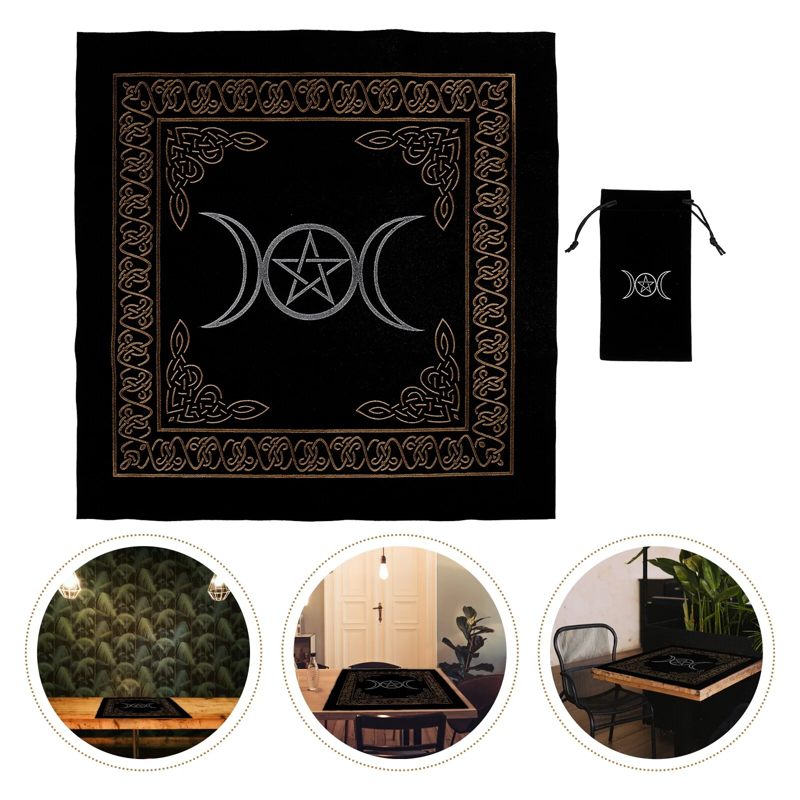 

Tarot Tablecloth Black Tapestry Divination Velour Cloths Dedicated Cards Accessory Pouch
