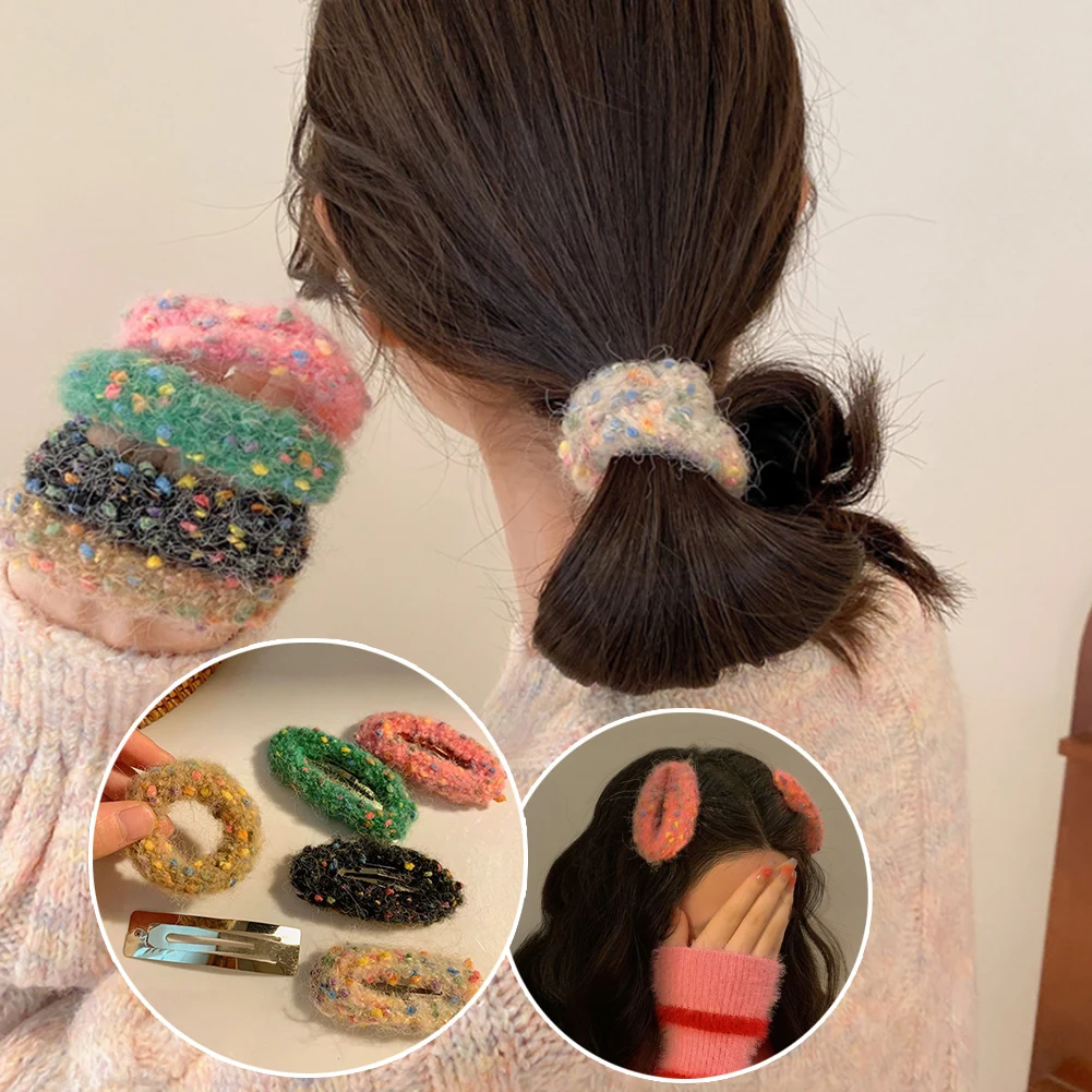 

Removable Wool Hair Clip Change Hair Ropes Sweet Barrette Hairpin Side Bangs Clip Hairgrips Duckbilled Hairpin Fixed Shape Clip