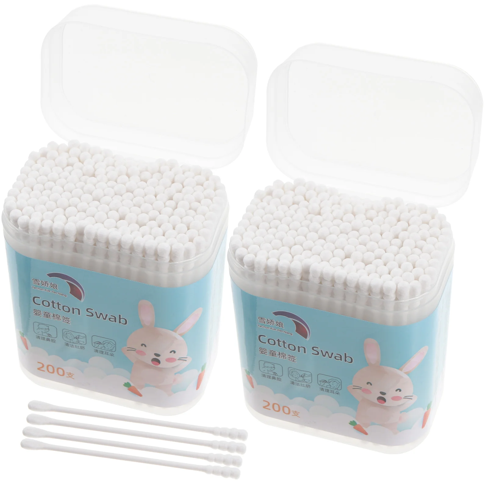 

400PCS Cotton Swabs, Cotton Buds Swabs Cleaner Double Round Cotton Tip Cleaning Swabs with Paper for Cleaning Ear Nose nose