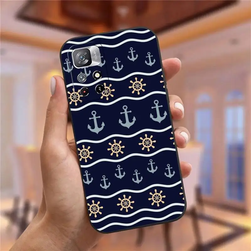 Nautical Coral Navy Blue Anchor Wheel Phone Case For Xiaomi Mi Poco M3 X3 Nfc F3 10t 9t 11i 11x 11t 12 Pro Sultra Shell Cover images - 6