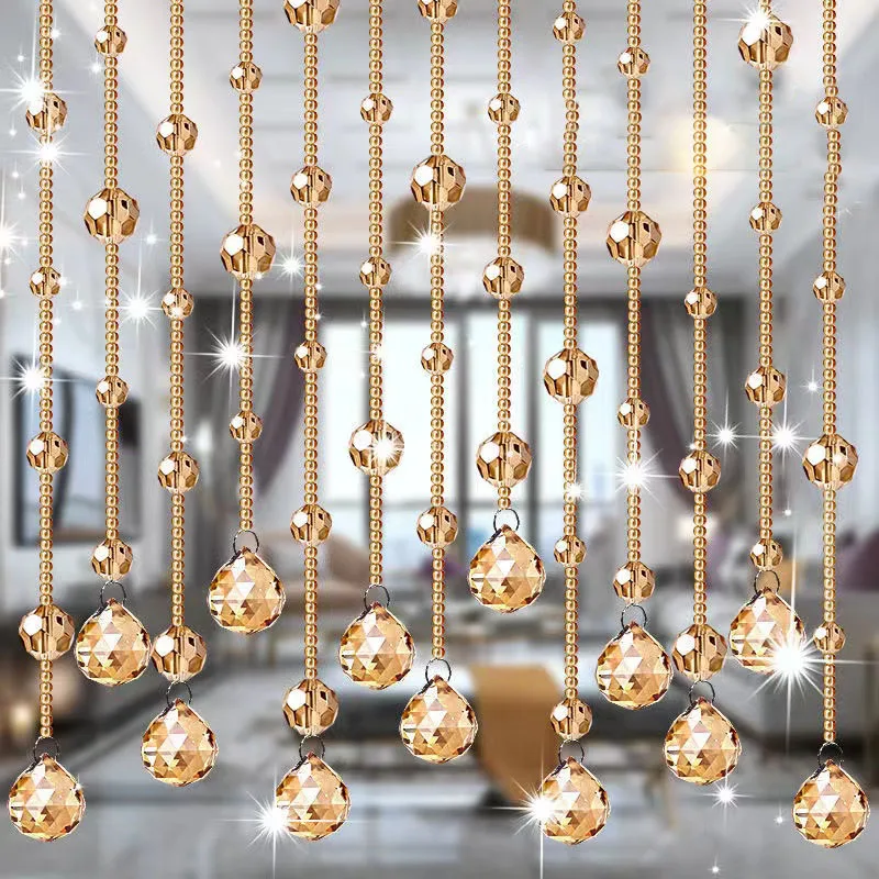 Rainforest Style Crystal Glass Bead Flash Line Shiny String Curtain Indoor for Home Luxury Wedding Backdrop Decoration Supply