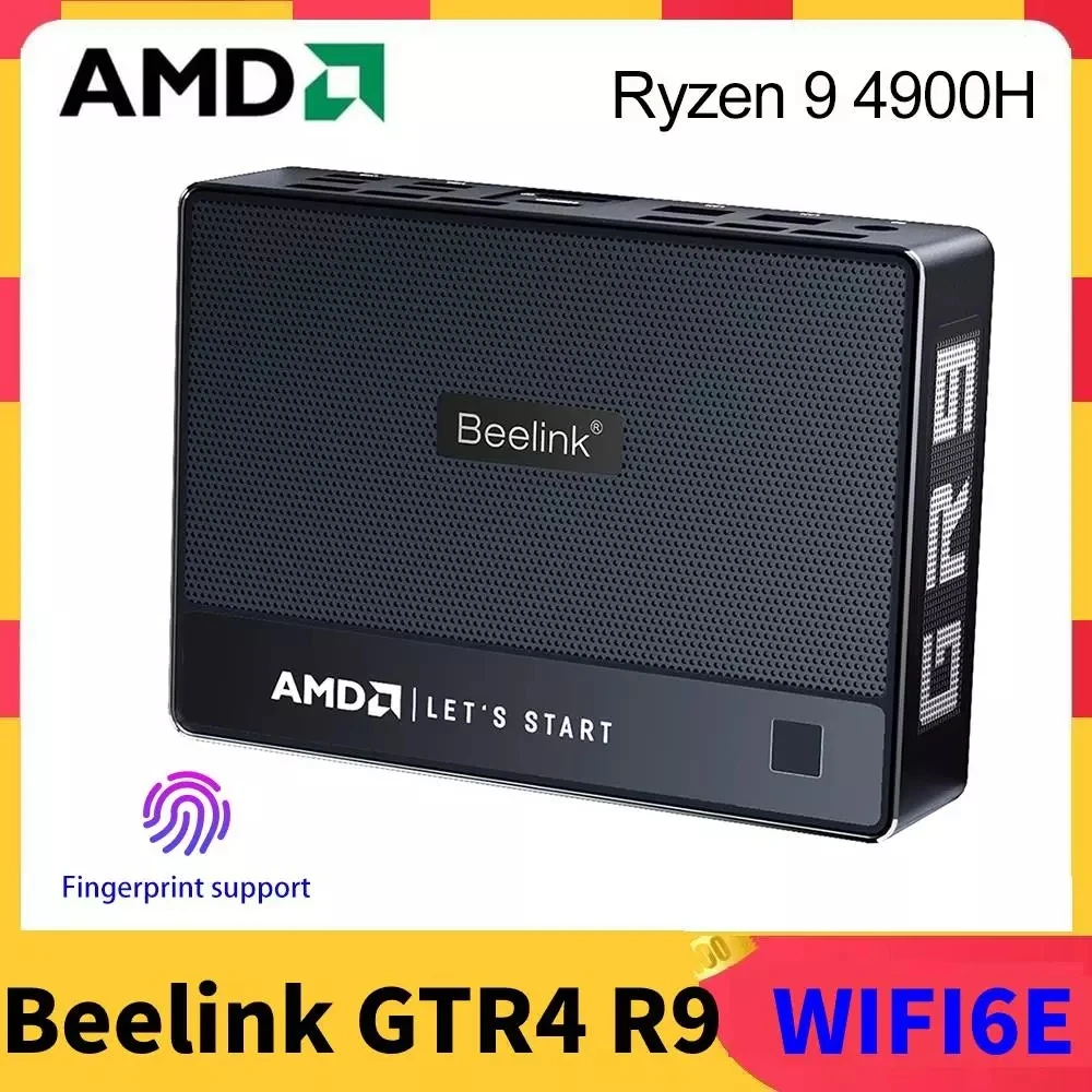 

AMD Ryzen 9 4900H Windows 11 Pro Mini PC Beelink GTR4 R9 Wifi 6E DDR4 32GB SSD 500GB Computer 4K 2.5Gbps RJ45 DP Type-C Desktop