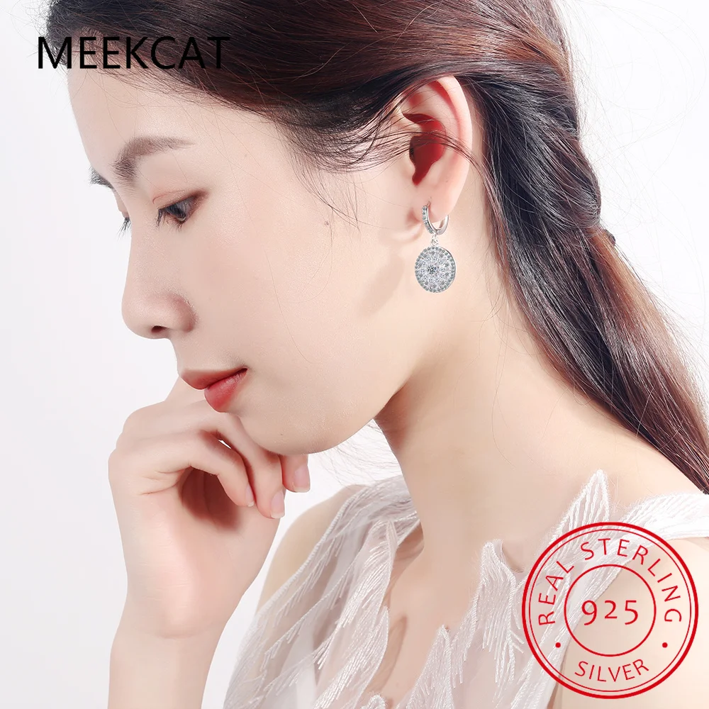 Серьги-кольца из стерлингового серебра 925 пробы с огранкой маркизы муассанит