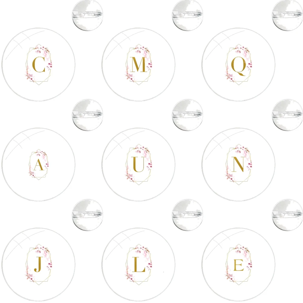 Броши из нержавеющей стали золотые буквы ABC