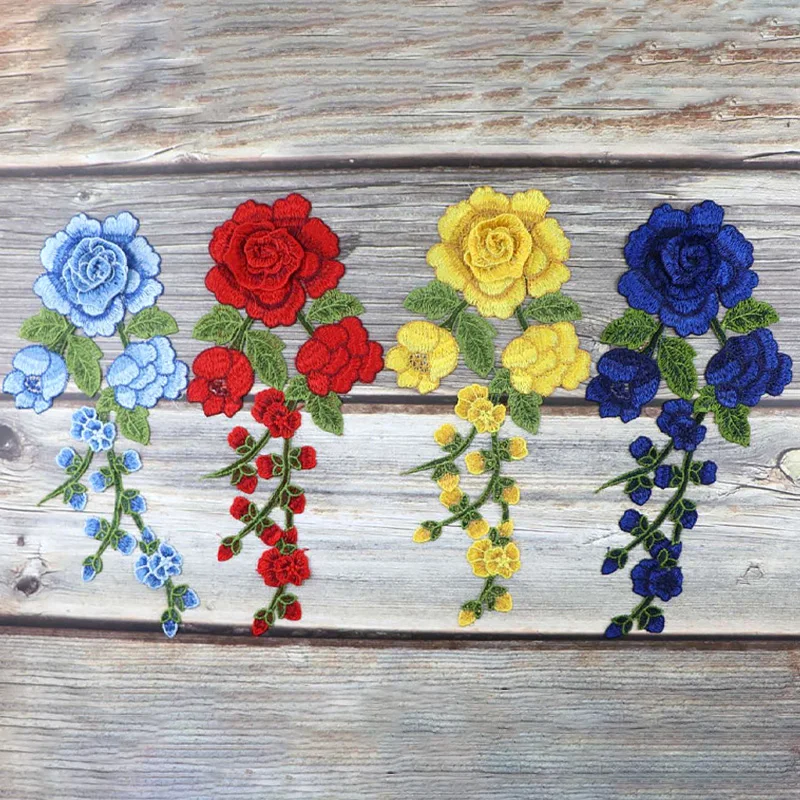 Нашивка женская с вышивкой сделай сам Цветной Цветок для вышивания одежды платья