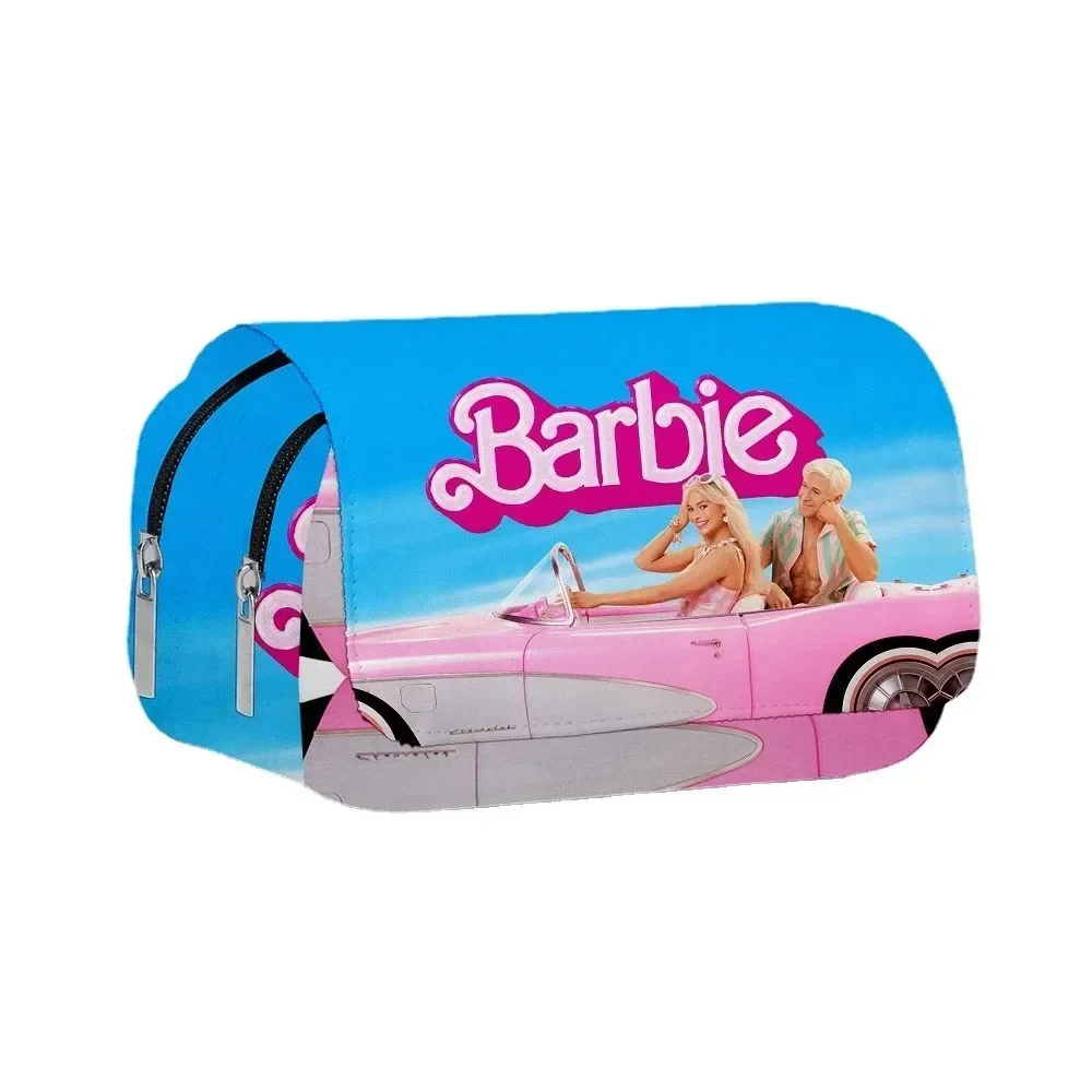 MINISO Барби двухмерная школьная сумка с принтом двухслойная для ручек откидной