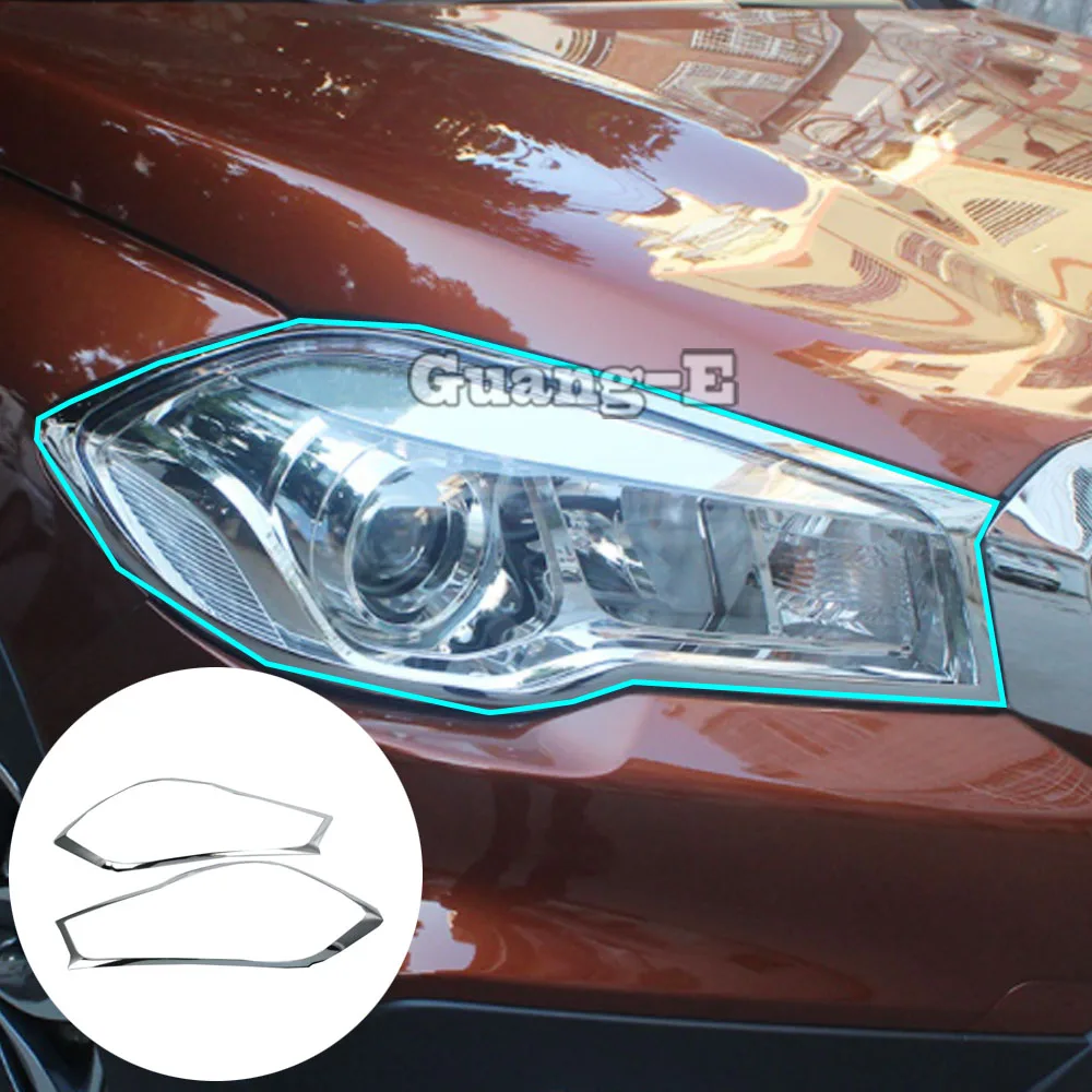 Car Cover Detector ABS Chrome Front Head Light Lamp Trim Frame Eyebrow For Suzuki S-Cross Scross SX4 2017 2018 2019 2020 2021