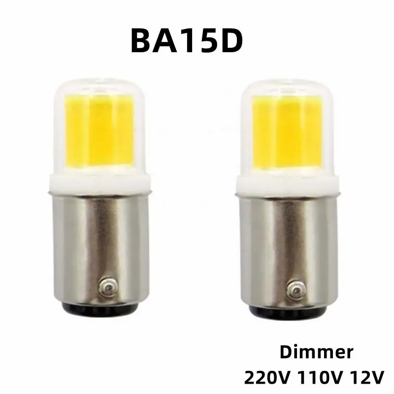 DIMMABLE BA15D LED Light Bulb 7W AC110V 220V ，12V COB 1511 LED Lamp for Chandelier Sewing Machine transparent glass cover bulbs