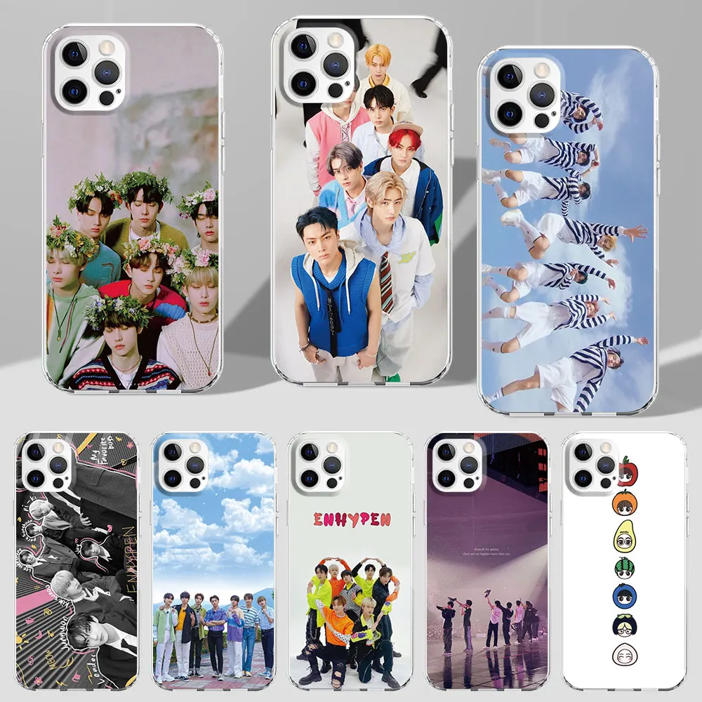 Чехол Enhypen для Apple iPhone 11, 12, 13, Mini, 14 Pro Max, чехол для телефона XR, 5 дюймов, 2020 X, XS, 6, 6s, 7, 8 Plus, Прозрачный бампер из ТПУ