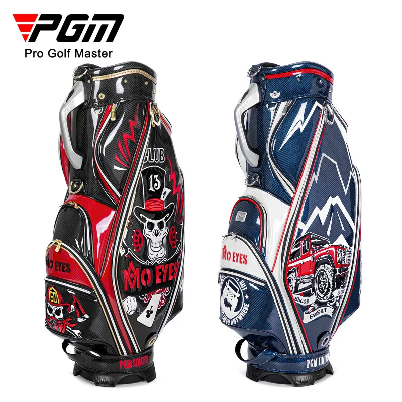 PGM MOO EYES Stylish Punk Golf Bag for Men Standard Golf Bagpack Hold 13pcs Golf Clubs Bags 3D Embroidered Skull Truck Pattern