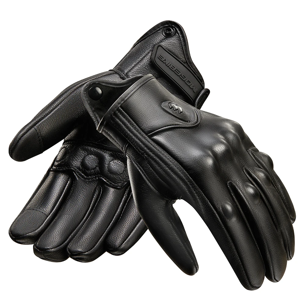 S-3XL новые летние винтажные кожаные мотоциклетные перчатки мужские черные износостойкие Guantes сенсорный экран противоскользящие ретро мотоциклетные перчатки Luvas
