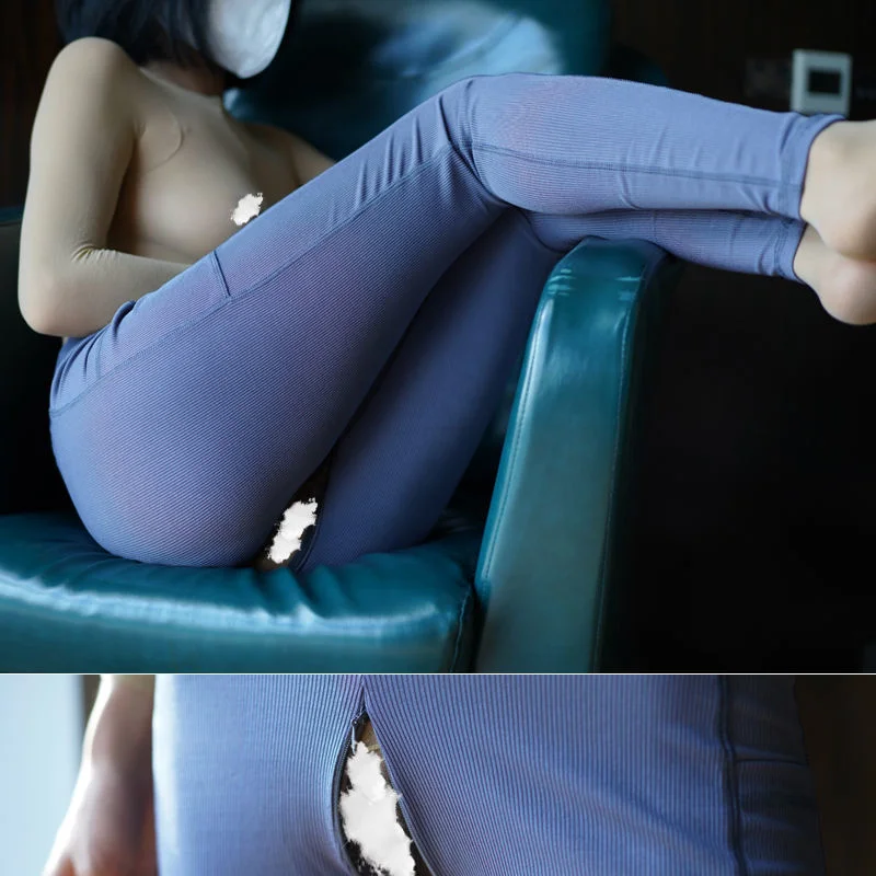 

Outdoor Invisible Zipper Open Crotch Black Leggings Women Yoga Pants Plus Size Fitness Trousers Pants