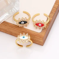 ocesrio trendy lucky turkish evil eye open ring for women enamel copper cz gold plated adjustable ring party jewelry rigq25