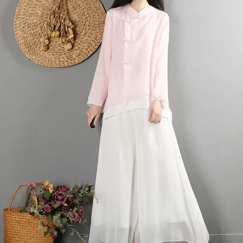 2024 Одежда в китайском стиле новая модная винтажная блузка с лягушкой и женский