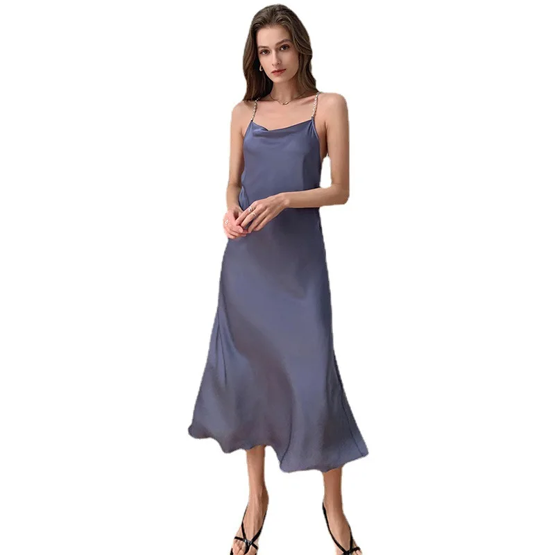 

Ladies Slip Dress Summer French Palace Style Sleepwear Ice Silk Pajamas Women's Summer Long Nightdress Women's Elegant Clothes