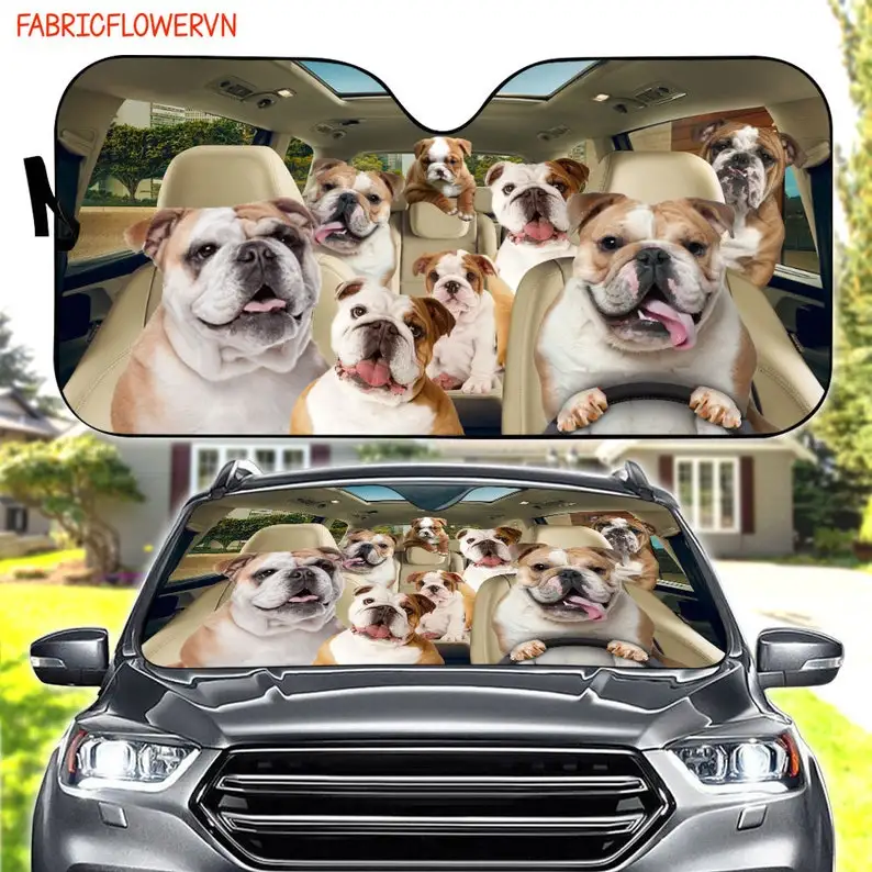 

Bulldog Car Sunshade, Bulldog Car Decoration, Bulldog Windshield, Dog Lovers Gift, Dog Car Sunshade, Gift For Mom, Gift For Dad