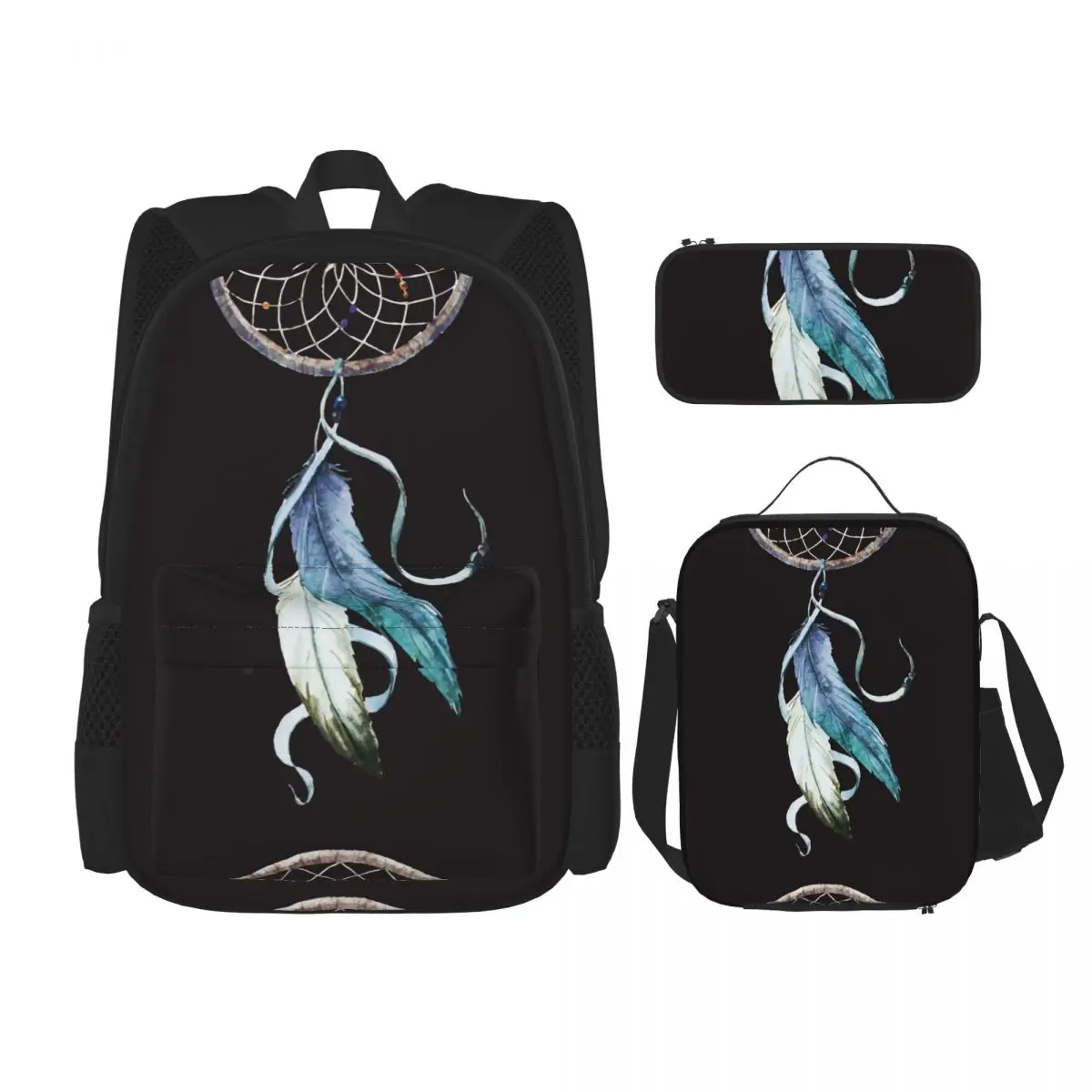 

3 Pcs Set Children's Backpacks School Bag for Girls Schoolbags Lunchbox School Child With Pencil Case Dreamcatcher boho