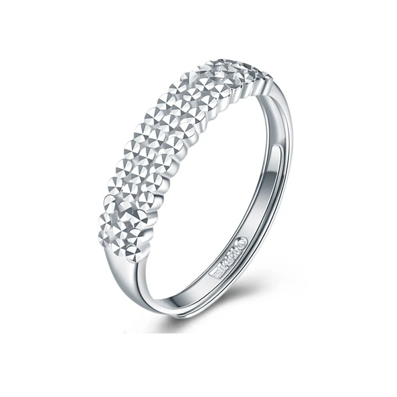 

Pure Platinum 950 Ring For Women Three Double Imitation Diamond Rings Real pt950 Wedding Female Rings US 5-9 Adjustable