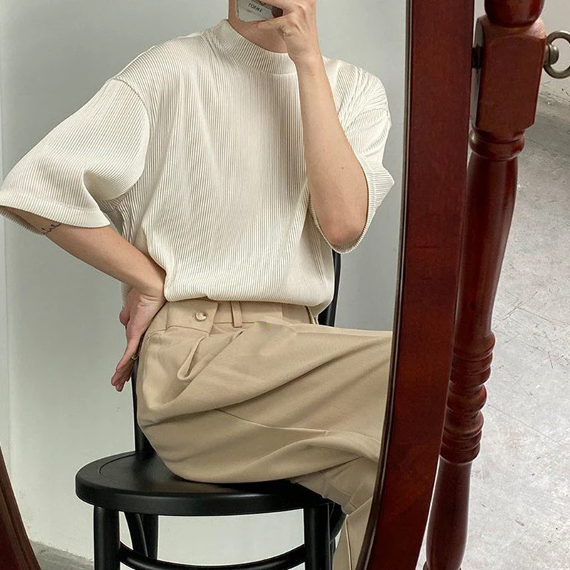 Мужская однотонная водолазка Whorl Белая Летняя футболка большого размера с