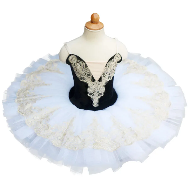 Черная профессиональная балетная пачка Белый лебедь Озерный костюм блинное