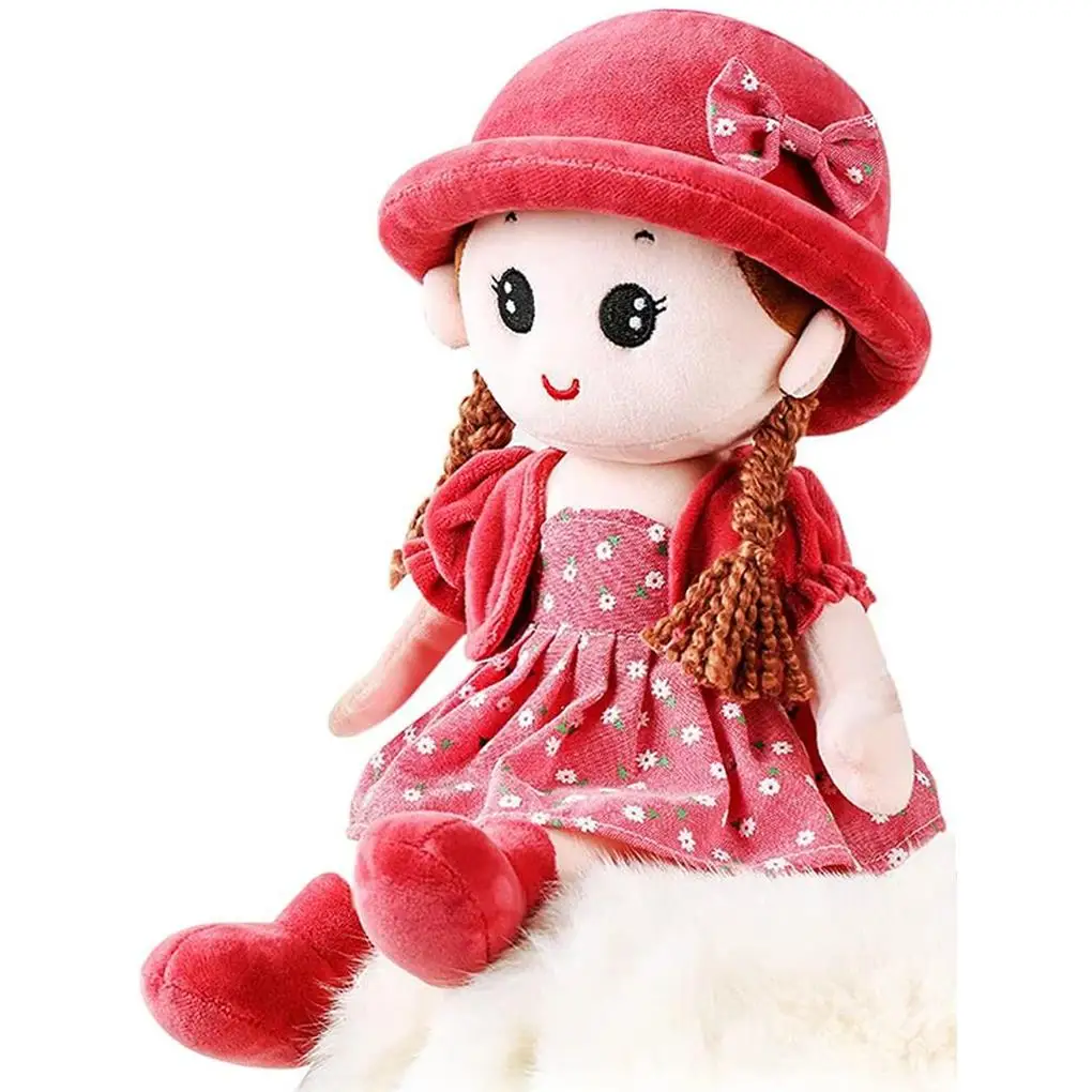 

Baby Girl Rag Doll with Removable Hat Skirt Plush Cozy Cuddle Sleeping Partner Party Favors Children s Bedroom Home Kids Red
