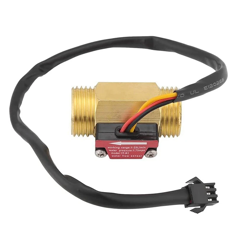 

2 Piece Of Yf-B1 Turbine Water Flow Sensor G1 / 2 Inch Electromagnetic Brass In-Line Hall Switch Male Thread 1-25 L/Min