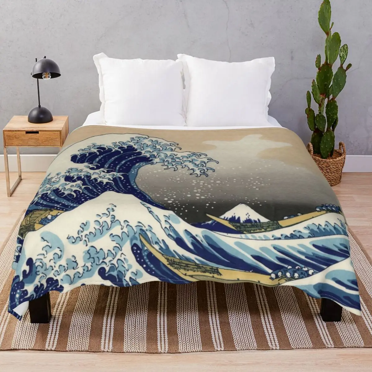 Great Wave Blankets Velvet Summer Comfortable Throw Blanket for Bedding Sofa Camp Office