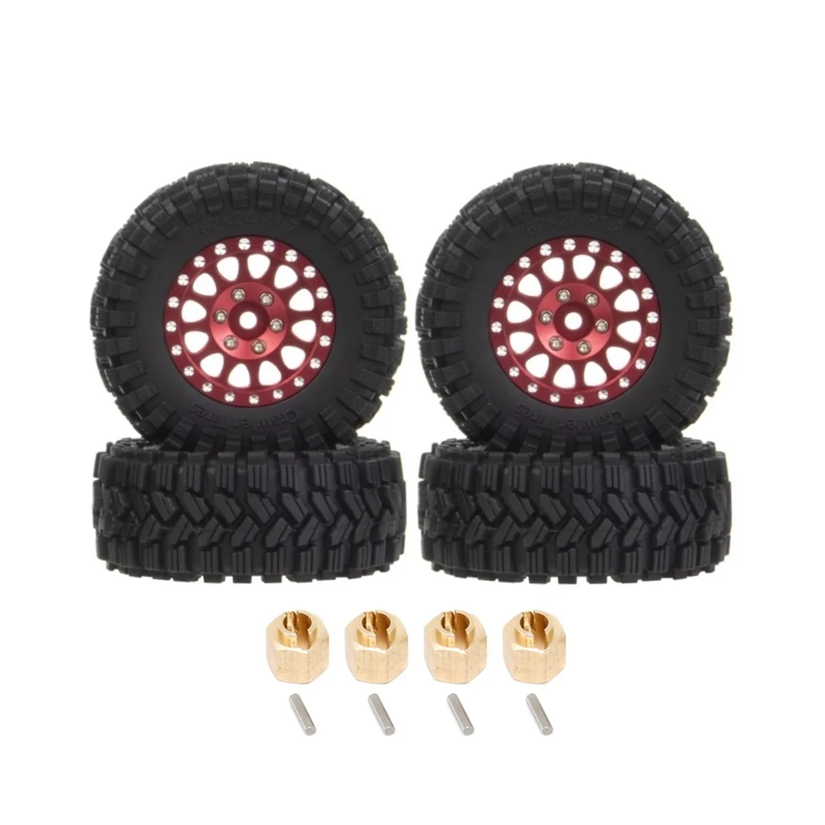 

4Pcs 62X24mm 1.2 Inch Metal Beadlock Wheel Rim Tire Set for 1/18 1/24 RC Crawler Car Axial SCX24 AX24 TRX4M FCX24,1