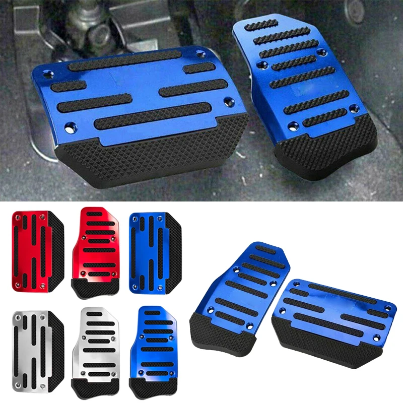 Foot Gas Pedal Set Cover Automatic Transmission 2pcs Aluminum Red Silver Blue Kit Fuel Pedal Pedals Cover Car Accessories