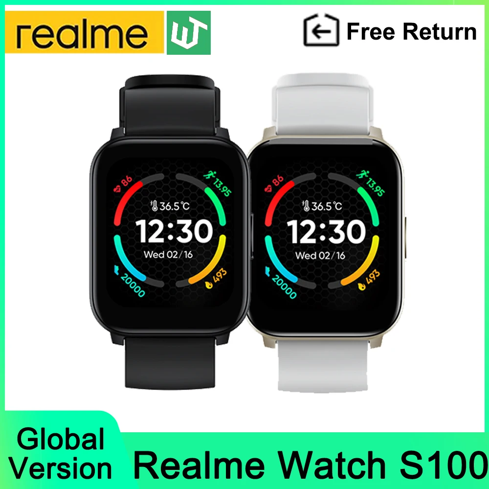 

Global Version Realme Techlife Watch S100 1.69 Inch Large Color Display 24 Sport Modes 12-Day Battery Life Smart Watch