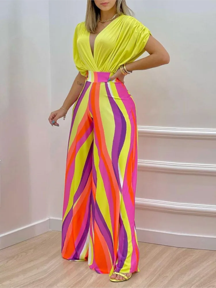 Брюки женские с принтом Модный комплект из двух предметов укороченный топ