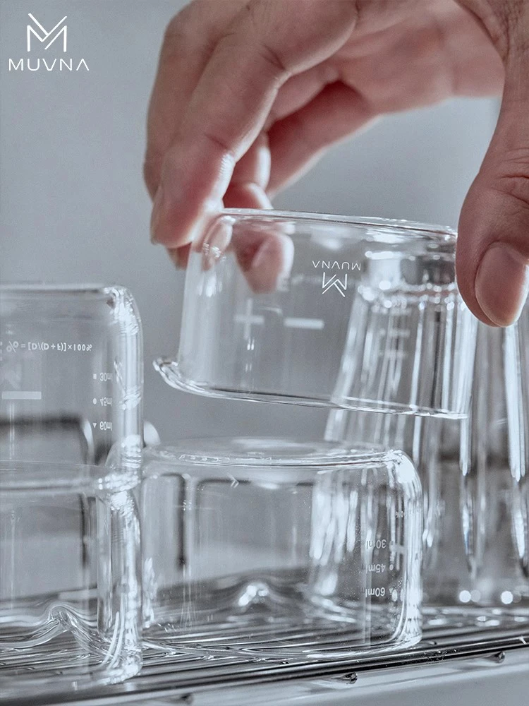 MUVNA мерные чашки для кофе эспрессо прозрачное стекло 100 мл со шкалой