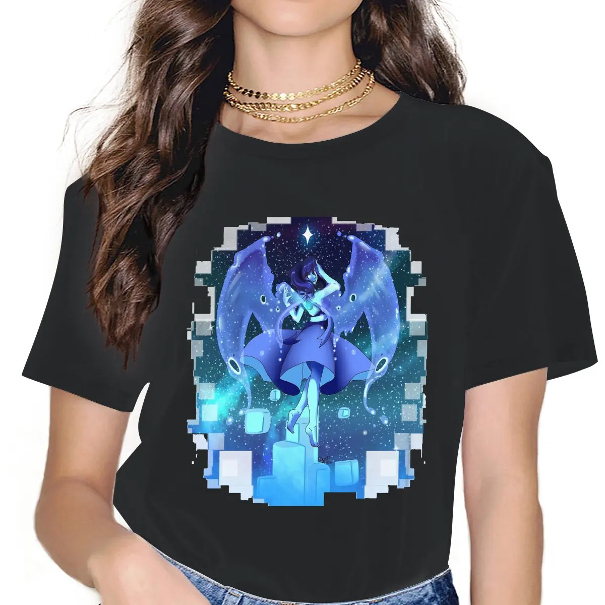 

Lapis Lazuli T-Shirts Women Round Neck Cotton T Shirt Steven Universe American Animated Crystal Gems Short Sleeve Tee Shirt
