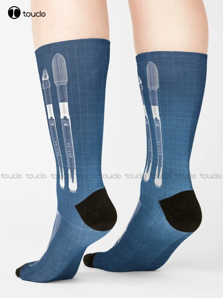 

Spacex Crew Dragon Spacecraft & Falcon 9 Rocket Blueprint In High Resolution (Light Blue) Socks Men'S Slipper Socks Comfortable