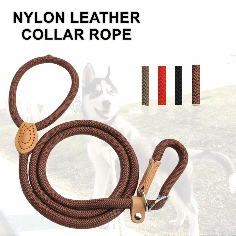 

Dog Leash P Chain Slip Collar Line Leather Climbing Harness Belt Lead Training Durable Rope Small Large Dogs Perro Shitzu Spitz