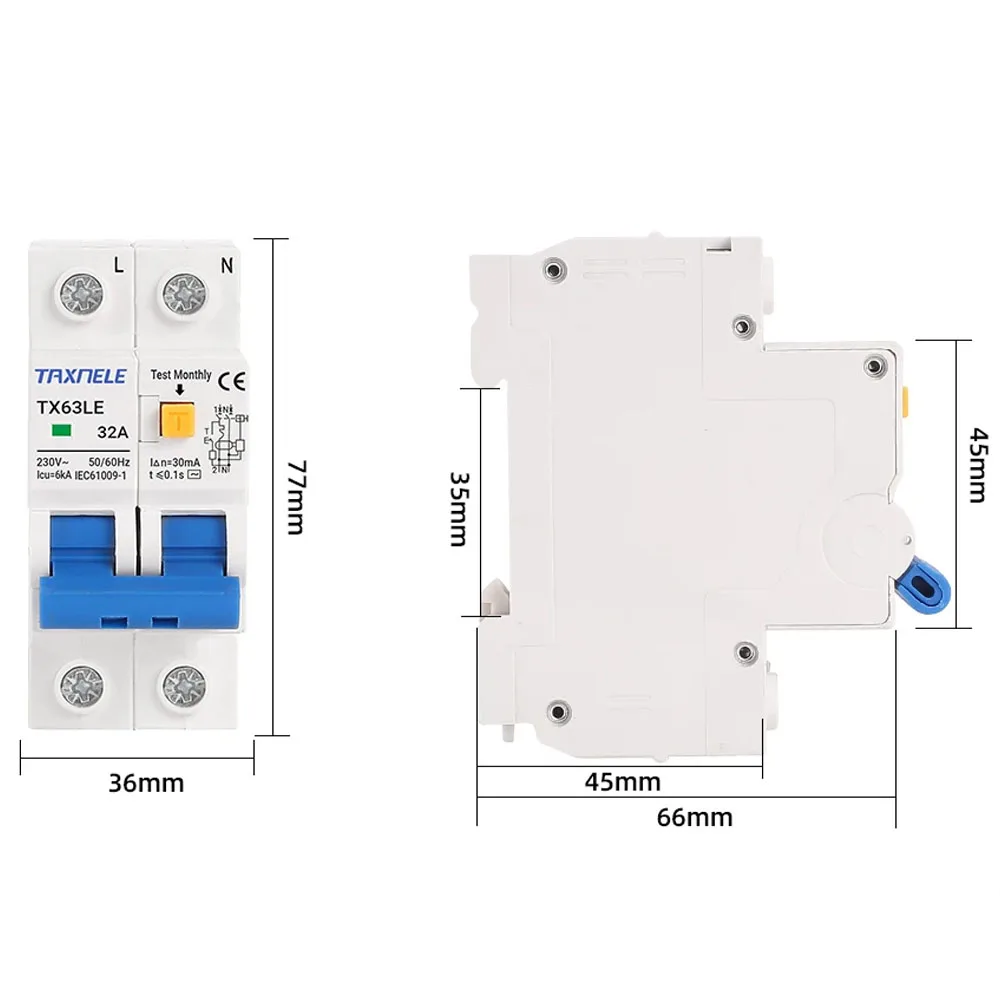 Автоматический выключатель остаточного тока 230 В MCB 30 мА защита от перегрузки
