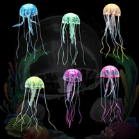 underwater landscape vivid realistic fish tank decor fluorescent marine animals glowing jellyfish aquarium ornament