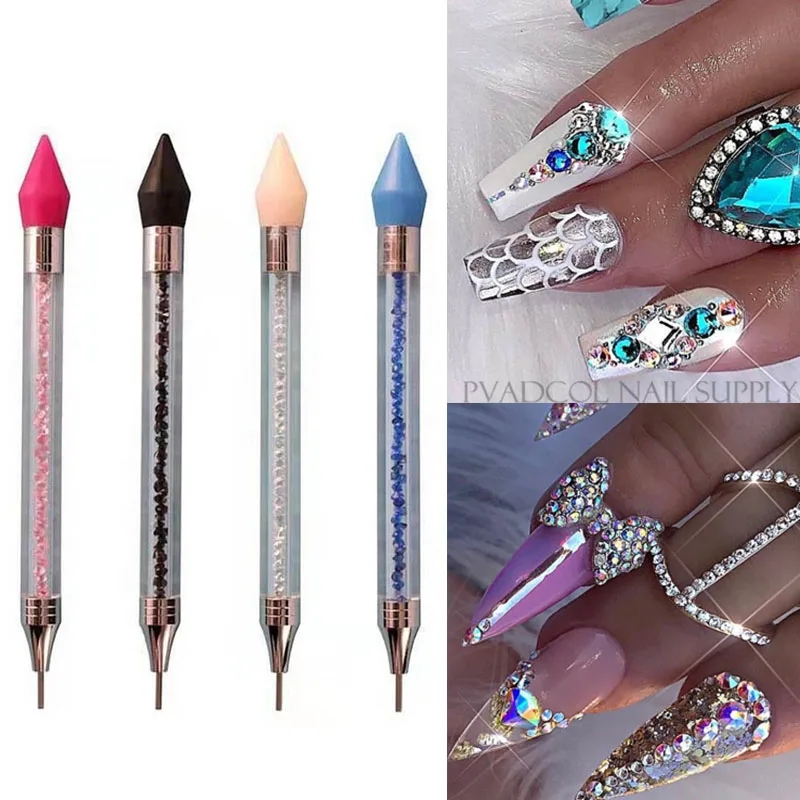 

Acrylic Nail Dotting Pen Crystal Gem Rhinestone Studs Picker Wax Pencil Dual-ended Manicure Nail Art Tool