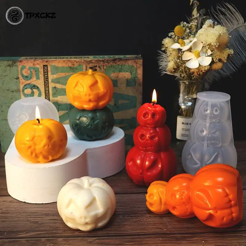 Pumpkin Halloween Candle Silicone Mold DIY Candle Making Soap Resin Chocolate Beeswax Mold Christmas Gifts Craft Home Decor