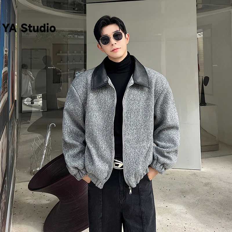 

[YA Studio] 2023 Woolen Coat Male Autumn And Winter Short Korean Version Of The Trend Casual Short Lapel Woolen Jacket Top